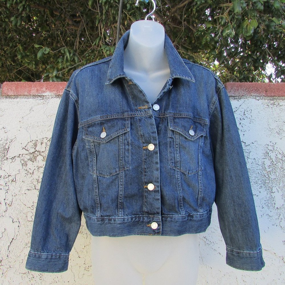 Gap Denim Patchwork Logo Jacket M - image 2